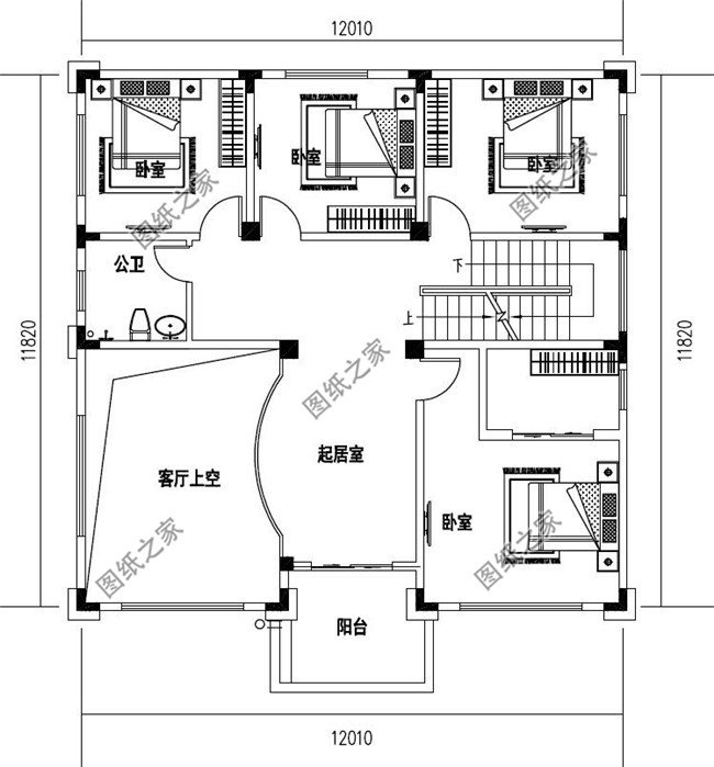 開放式廚房_三層別墅設計圖_圖紙之家