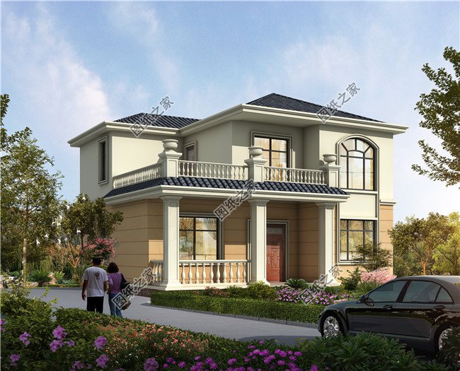105平方米新农村二层房屋设计建筑CAD图纸带外观效果图