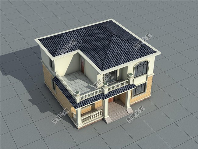 105平方米新农村二层房屋设计建筑CAD图纸带外观效果图