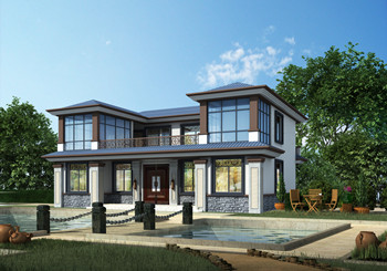 15×11米左右新中式两层别墅图，古风古味，带庭院子户型
