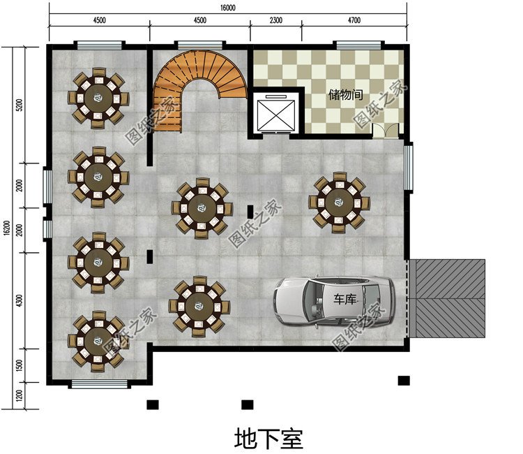 新中式三层楼房设计图纸，带地下室，地下车库，带电梯