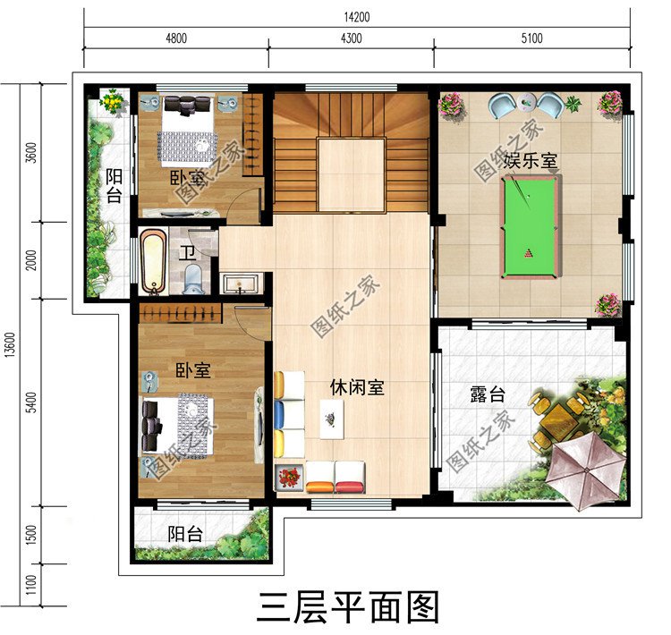 新式160平方米农村三层楼房设计图，客厅中空