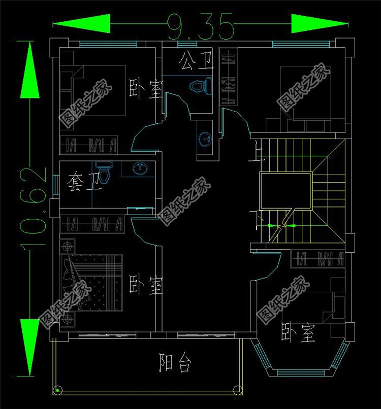 四层欧式别墅设计三层户型图