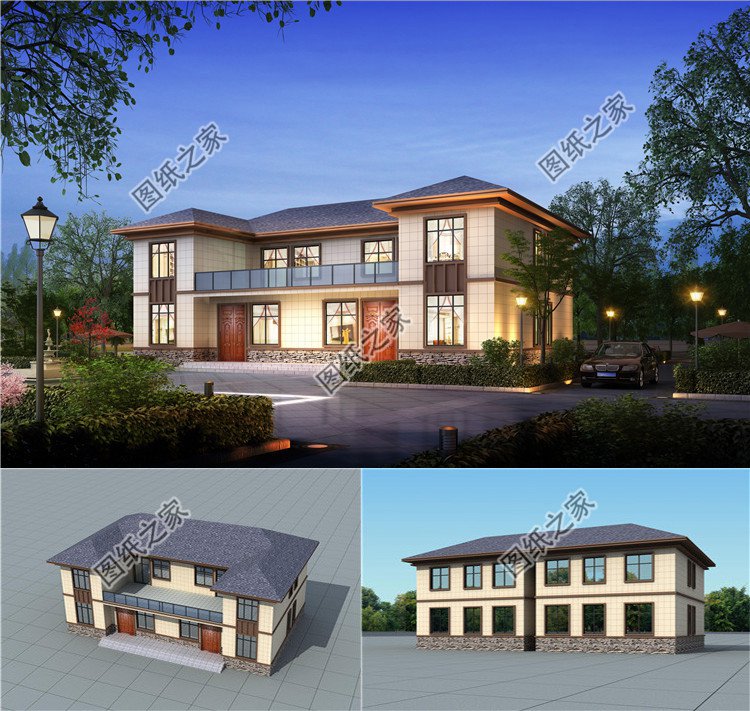 新中式双拼别墅设计图