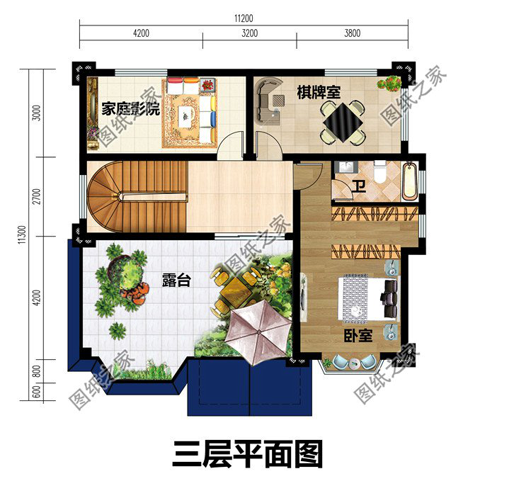 新中式三层别墅设计图三层平面户型图