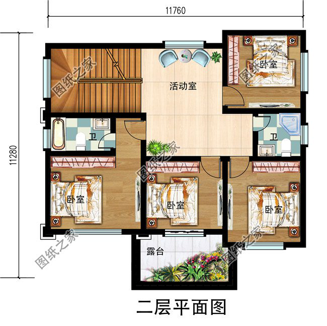 新中式别墅设计图二层户型图