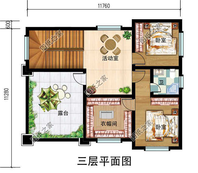 新中式三层别墅设计图三层户型图