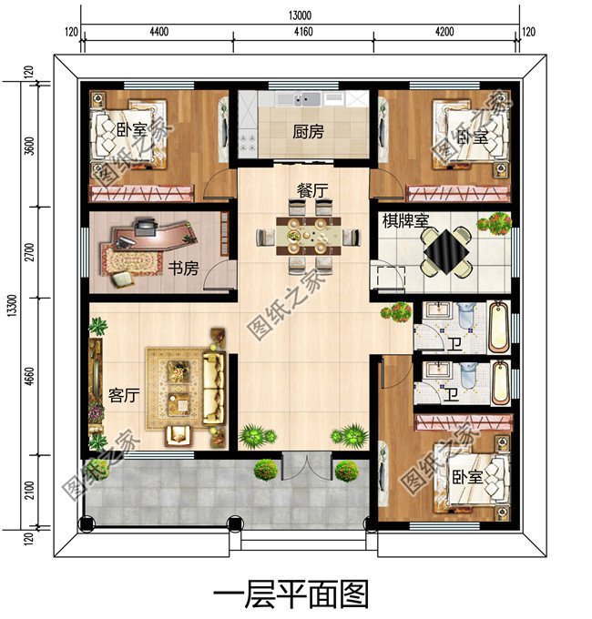 推荐：6套乡下建房一层户型图，造价15万，2024年最新设计