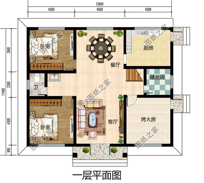 推荐：6套乡下建房一层户型图，造价15万，2024年最新设计