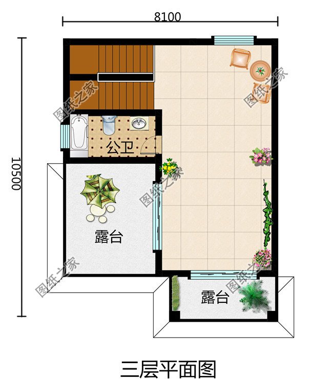 占地70平方米的三层独栋别墅设计图三层户型图
