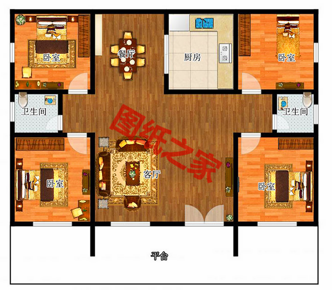 新中式农村一层别墅设计图户型图