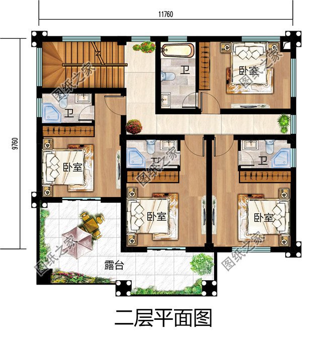 普通二层楼别墅设计图，造价20万，2024最新设计