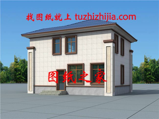 新中式二层别墅背面图