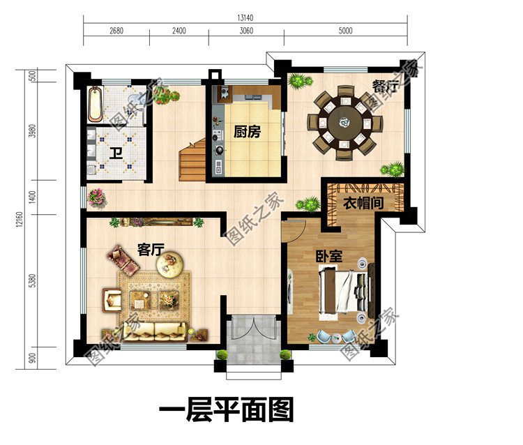 二层半新中式别墅设计图一层户型图