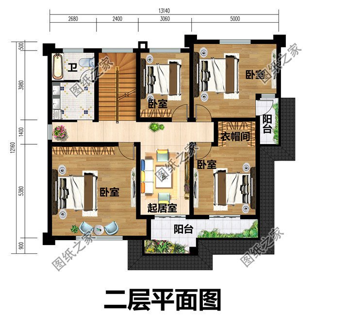 二层半新中式别墅设计图二层户型图