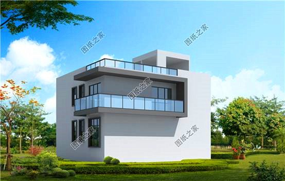 新中式二层别墅背面图