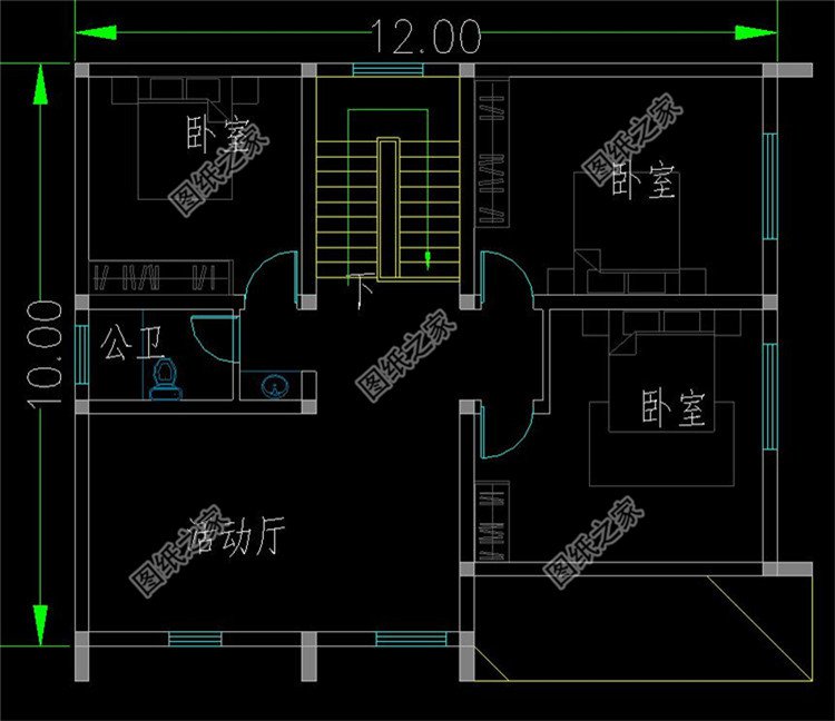 12x10米帶閣樓的農村一層半別墅設計圖,外觀洋氣