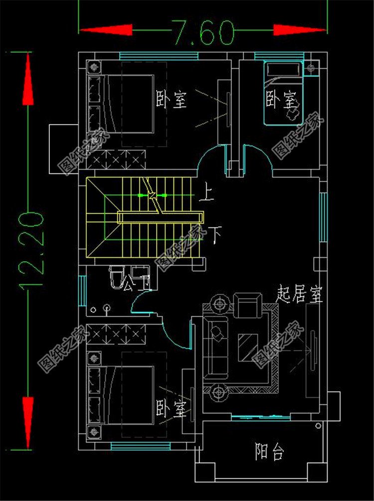 新中式二层小别墅二层户型图