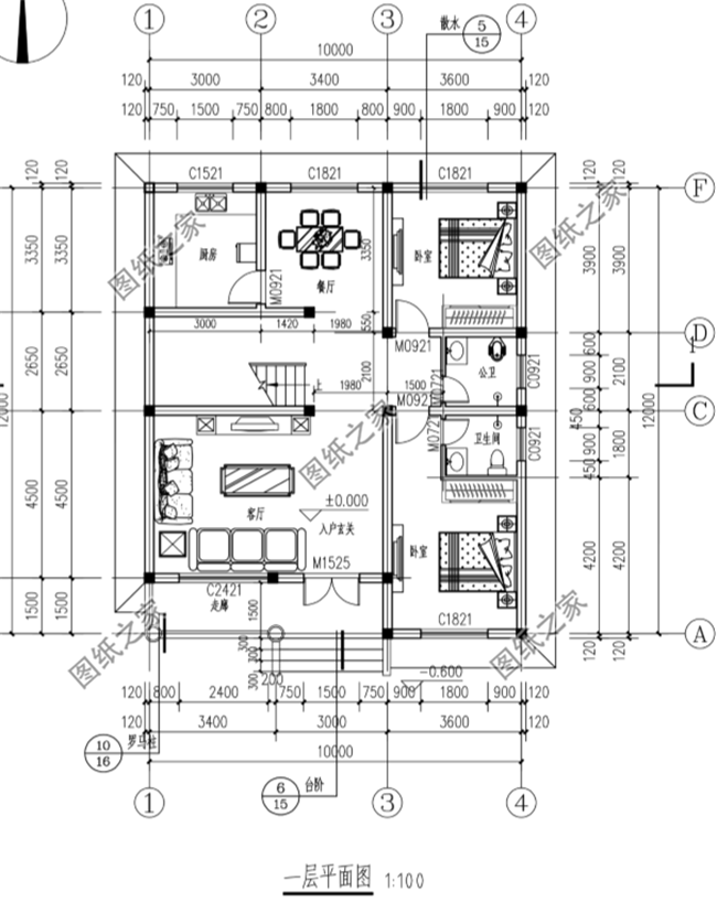 二层小别墅设计一层户型图