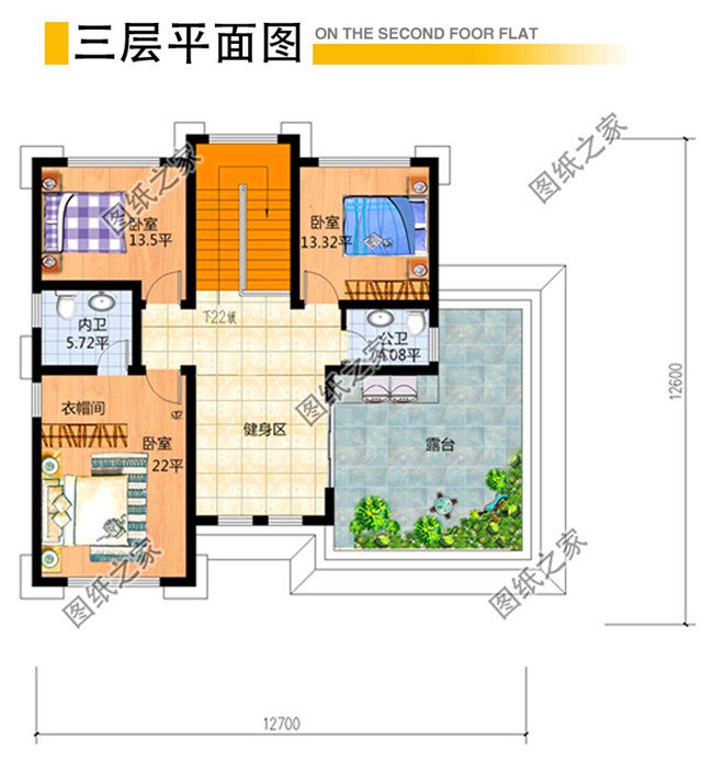 新中式三层别墅三层户型图
