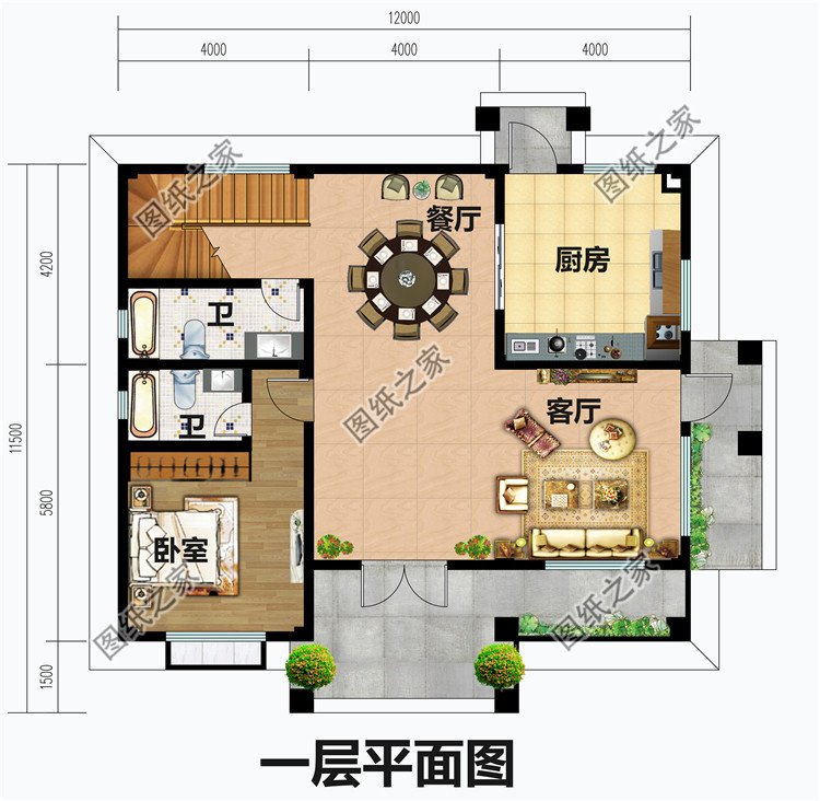 开间12米的三层简欧别墅设计图