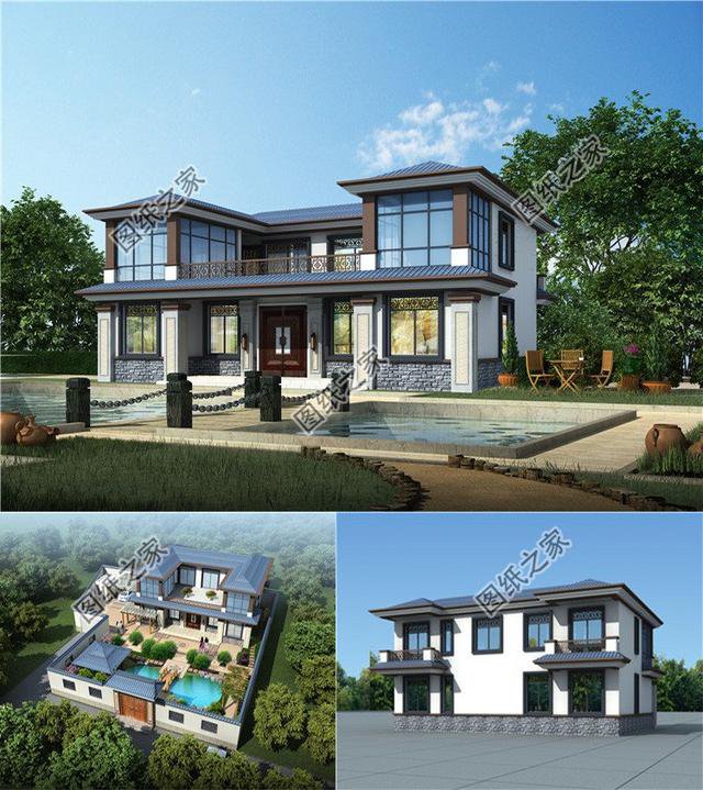 二层砖混结构乡村别墅图，安全性高，房屋户型设计合理