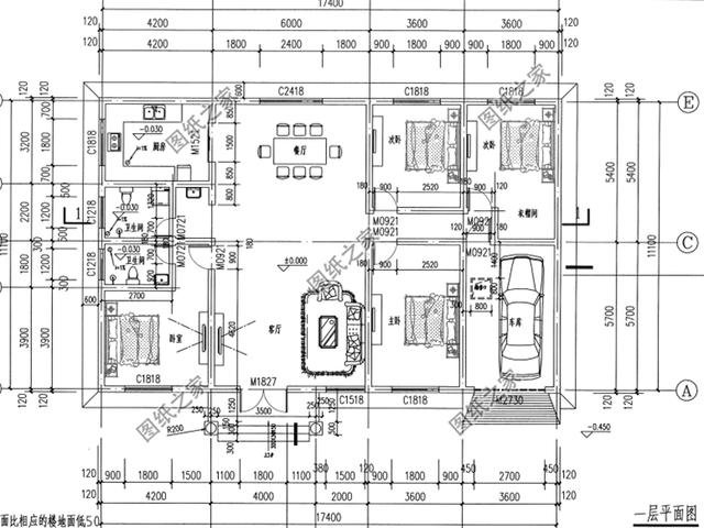 一层自建房带车库设计图，自己住给父母都可以，实惠又好看