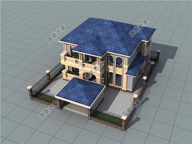 二款二层带院子房屋图，外观精美，建一栋一家人享受生活