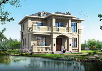 盖别墅图纸新农村简欧二层房屋设计图，12米×12米左右