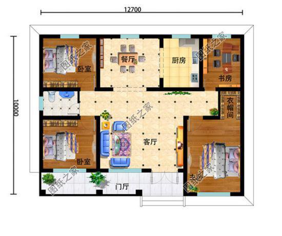 农村一层自建房图片，三套户型图，养老别墅就该这样建