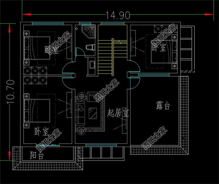 面寬15米的農村三層房屋設計圖,帶別墅效果圖