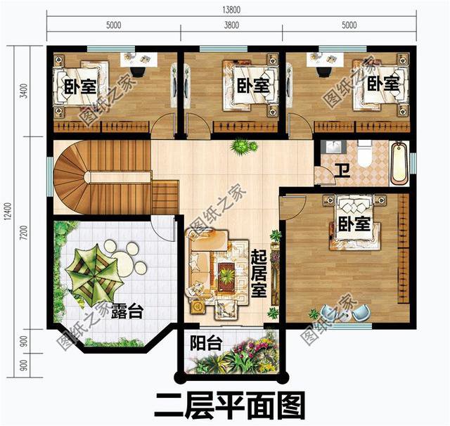 12×14农村二层楼房效果图以及户型图，你会建这么高逼格的别墅吗？