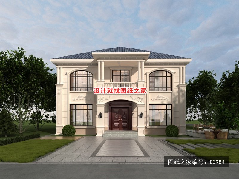 开间13米进深10米二层简欧风带罗马柱 效果图