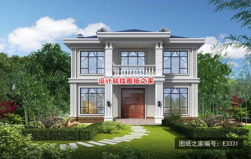 开间12米进深10米二层简欧风带阳台 效果图