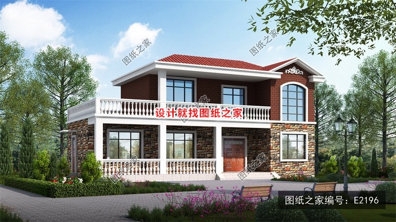 开间16.04米进深8米二层简欧风带配房 效果图