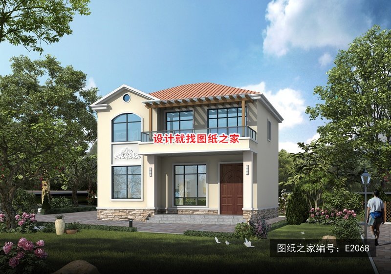 开间10.2米进深10.4米二层简欧风带大露台 效果图