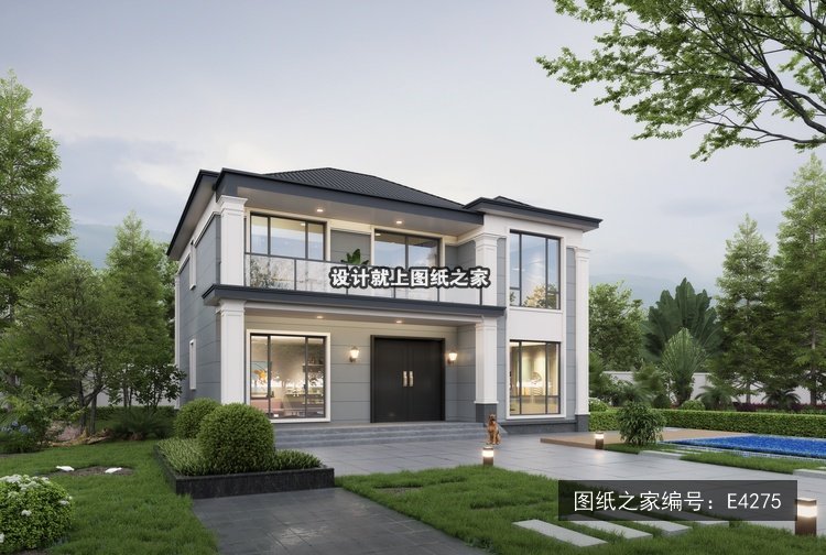 进深11.96米二层现代风带露台 效果图