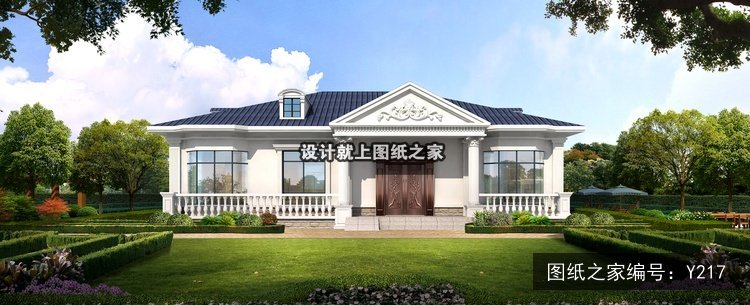 开间16米进深13米一层简欧风带阳台 效果图