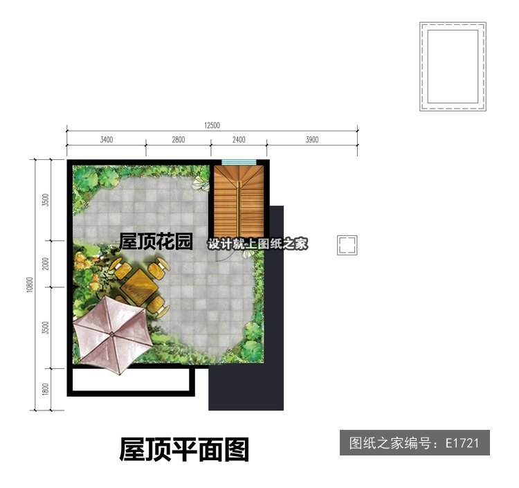 开间12.5米进深10.8米二层现代风平屋顶无罗马柱 3层户型图