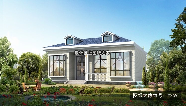 开间11.26米进深9.28米一层简欧风带阳台 效果图