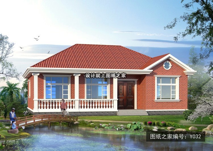 开间14米进深10.5米一层简欧风带阳台 效果图