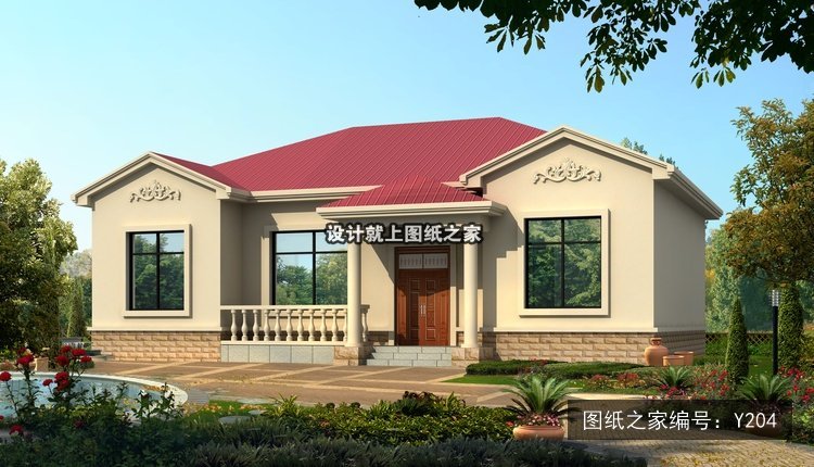 开间15米进深10.2米一层简欧风带罗马柱 效果图