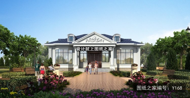 开间13米进深9.3米一层简欧风无罗马柱 效果图