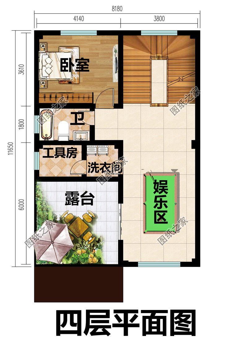 新农村小户型4层自建房三层半别墅设计图