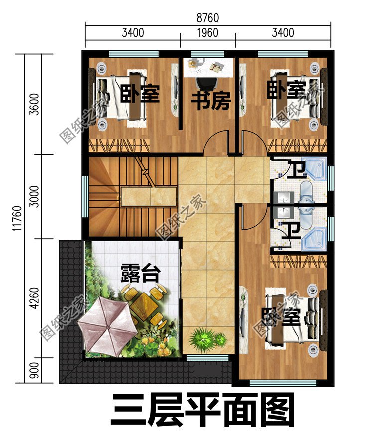 小开间三层新中式小别墅设计图