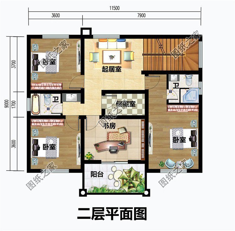 11x9米二层自建房设计图，干净大气，值得拥有