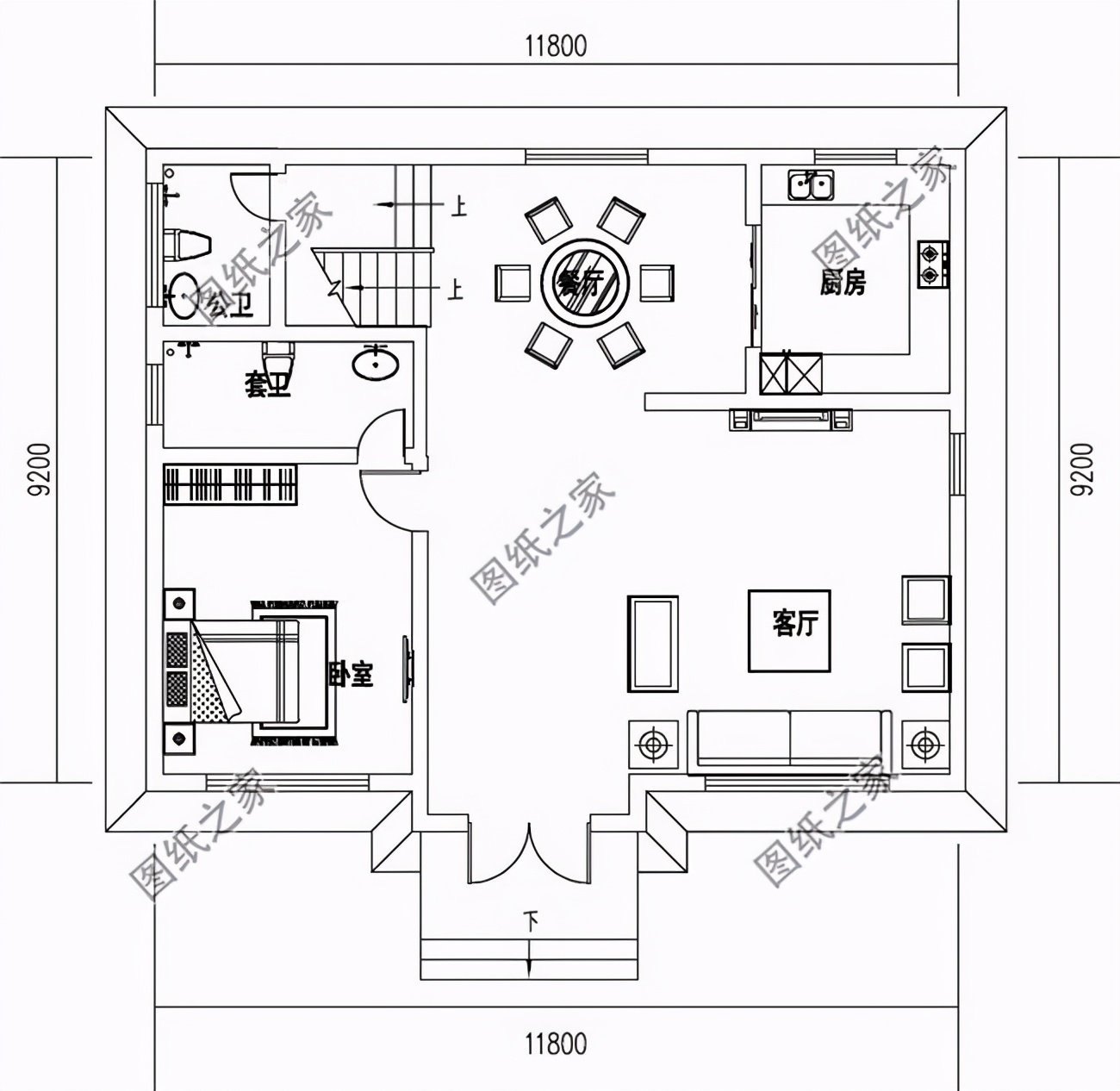 11x9米二层自建房设计图，干净大气，值得拥有