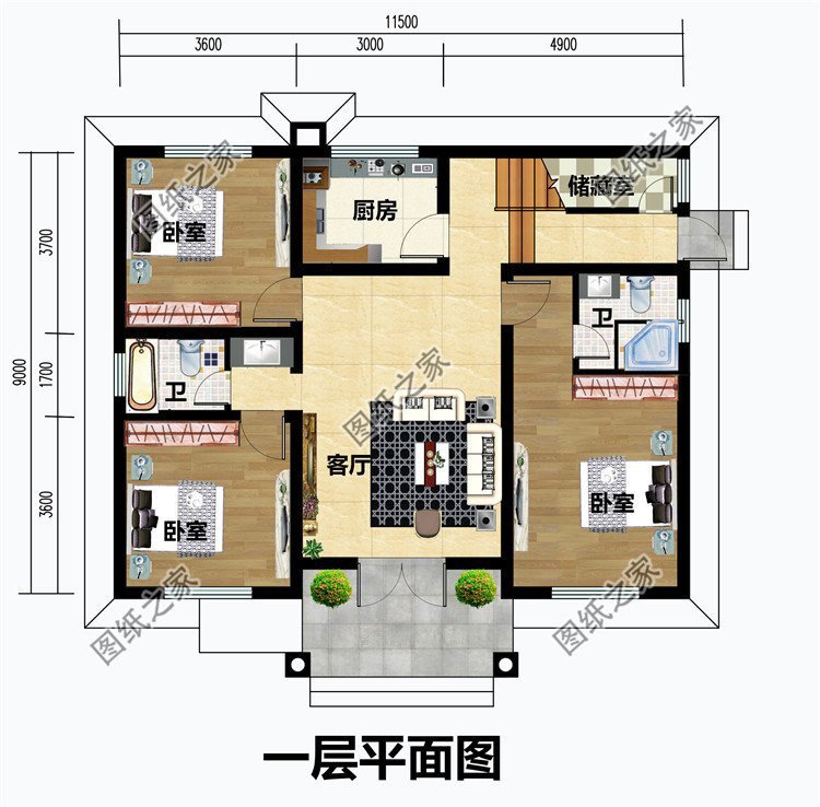 11x9米二层自建房设计图，干净大气，值得拥有