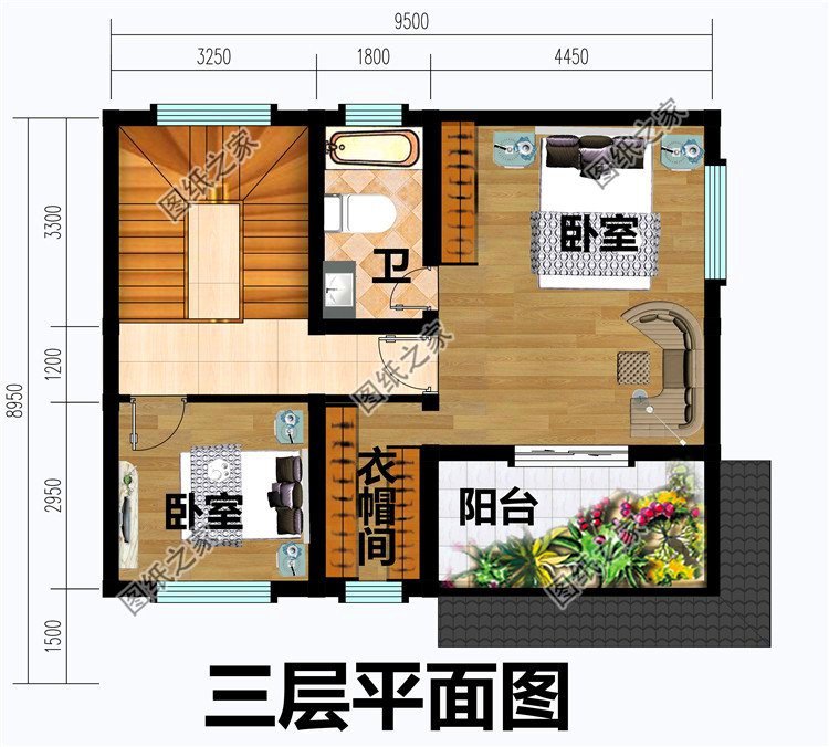 农村三层自建房效果图，占地不大，简单好看，室内设计符合现代生活