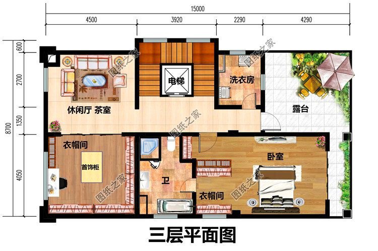 独栋三层别墅设计图，超大落地窗美观大气，图纸快快收藏好